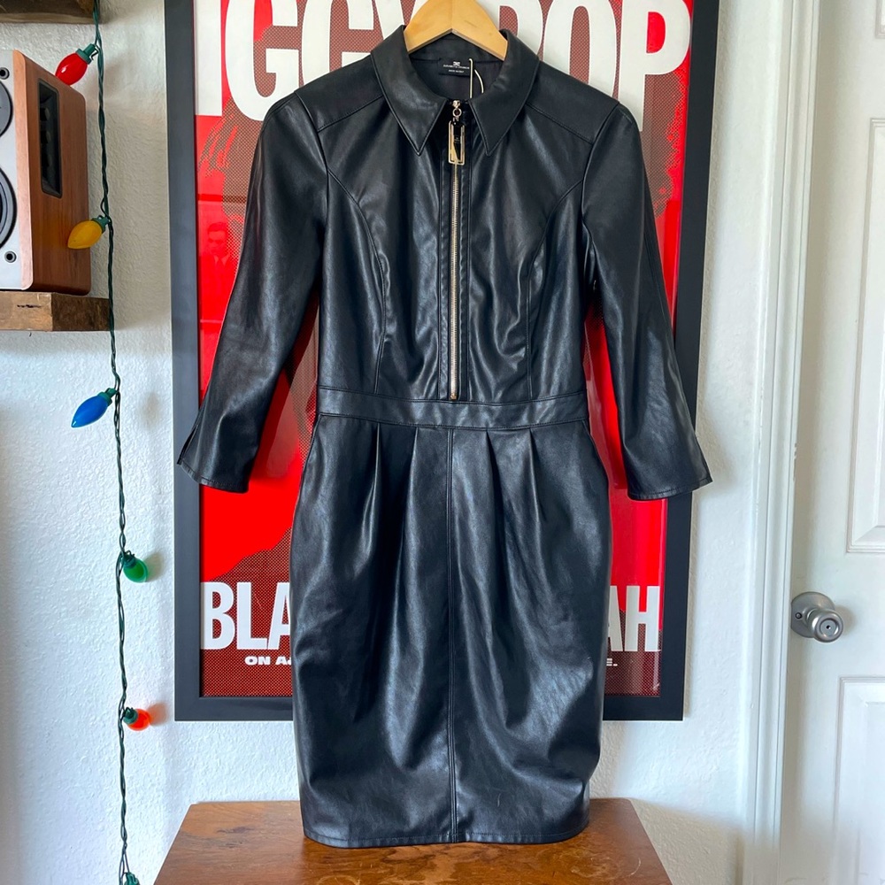 ELISABETTA FRANCHI Vegan Leather Midi Dress
